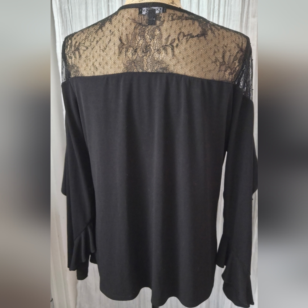 Black Ruffled Lace Top - Picture 4 of 5
